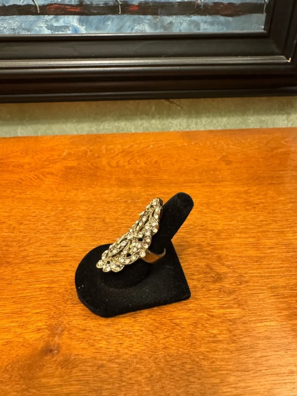 Crystal Filigree Statement Ring - Silver Crystal